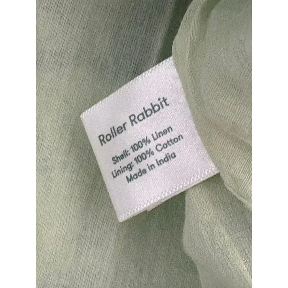 Roller Rabbit Yarrow Brenna Green Blue Floral Print Girls lined Linen Dress 6